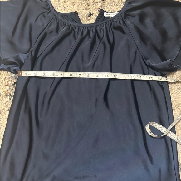 Blue Flutter Sleeve Blouse with Ruffled Neckline - Picture 6 of 8